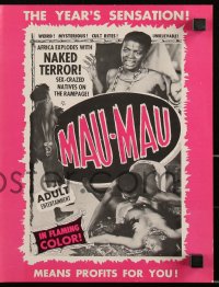 2b0735 MAU-MAU pressbook 1950 jungle documentary, sex-mad semi-nude native women, raw & uncensored!