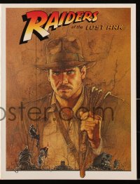 2b0628 RAIDERS OF THE LOST ARK screening program + ticket 1981 Richard Amsel art of Harrison Ford!