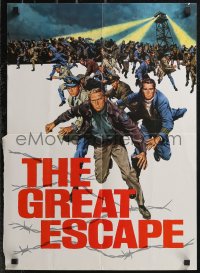 2b0879 GREAT ESCAPE promo brochure 1963 Steve McQueen, Charles Bronson, unfolds to 18x24 poster!