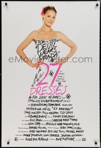 2c0790 27 DRESSES advance DS 1sh 2008 pretty Katherine Heigl, cool design!