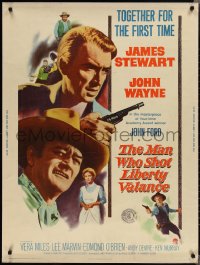 2c0621 MAN WHO SHOT LIBERTY VALANCE 30x40 1962 John Wayne & James Stewart, Miles, ultra rare!