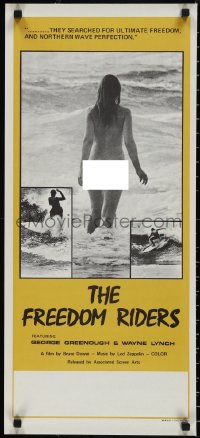 2c0217 FREEDOM RIDERS Aust daybill 1972 completely naked Aussie surfer girl, yellow border design!