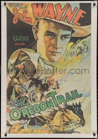 2c0413 OREGON TRAIL Egyptian poster R2000s incredible art of cowboy John Wayne over covered wagon!