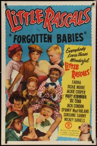 2c0987 FORGOTTEN BABIES 1sh R1952 Our Gang, Spanky, Farina, Buckwheat, Jackie Cooper, Dickie Moore