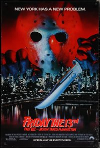 2c0996 FRIDAY THE 13th PART VIII advance 1sh 1989 Jason Takes Manhattan, NYC has a new problem!