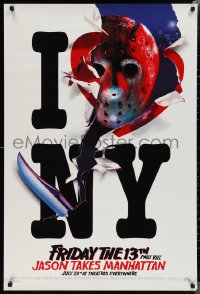 2c0995 FRIDAY THE 13th PART VIII recalled teaser 1sh 1989 Jason Takes Manhattan, I love NY in July!