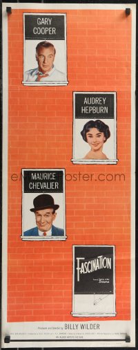 2c0729 LOVE IN THE AFTERNOON insert 1957 Gary Cooper, Audrey Hepburn, Maurice Chevalier