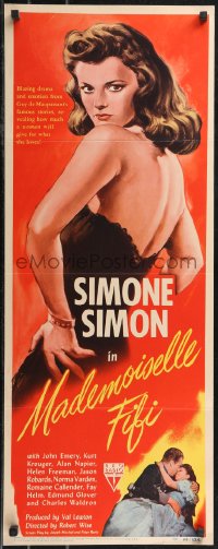 2c0733 MADEMOISELLE FIFI insert 1944 great full-length sexy artwork of Simone Simon!