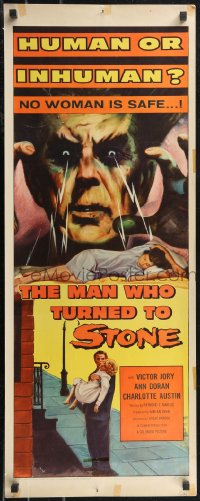 2c0734 MAN WHO TURNED TO STONE insert 1957 Victor Jory practices unholy medicine, cool horror art!