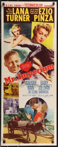 2c0738 MR. IMPERIUM insert 1951 art of super sexy Lana Turner & singer Ezio Pinza!