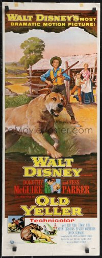 2c0747 OLD YELLER insert 1957 Dorothy McGuire, Fess Parker, art of Disney's classic canine!