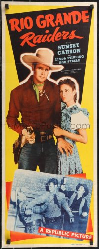 2c0754 RIO GRANDE RAIDERS insert 1946 cowboy Sunset Carson, Linda Stirling, Bob Steele!