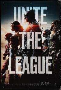 2c1124 JUSTICE LEAGUE teaser DS 1sh 2017 group profile of Gadot as Wonder Woman, Momoa, top cast!