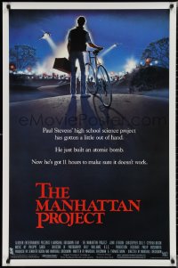 2c1187 MANHATTAN PROJECT 1sh 1986 Marshall Brickman, John Lithgow, artwork of police vs. kid!