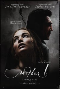 2c1223 MOTHER! int'l teaser DS 1sh 2017 Bardem, wild image of Jennifer Lawrence in title role cracking!