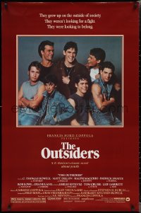 2c1256 OUTSIDERS 1sh 1982 Coppola, S.E. Hinton, Howell, Dillon, Macchio & top cast, no border design!