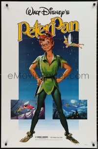 2c1263 PETER PAN 1sh R1982 Walt Disney animated cartoon fantasy classic, great full-length art!