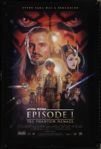 2c1264 PHANTOM MENACE style B fan club 1sh 1999 George Lucas, Star Wars Episode I, Drew Struzan art!