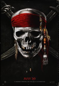 2c1272 PIRATES OF THE CARIBBEAN: ON STRANGER TIDES teaser DS 1sh 2011 skull & crossed swords!