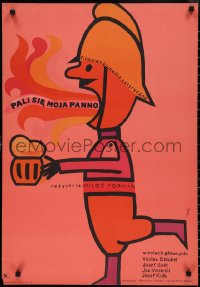 2c0566 FIREMENS BALL Polish 23x33 1968 Milos Forman, great wacky Flisak art!