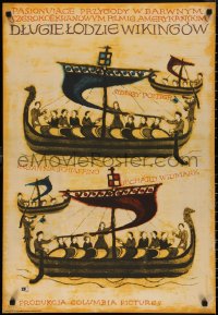 2c0584 LONG SHIPS Polish 23x33 1964 Richard Widmark, Poitier, Baczewska art of Viking ships!