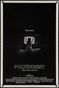 2c1279 POLTERGEIST heavy stock 1sh 1982 Tobe Hooper, classic, they're here, Heather O'Rourke by TV!