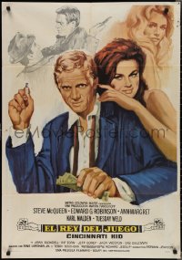 2c0435 CINCINNATI KID Spanish 1966 great art of pro poker player Steve McQueen & sexy Ann-Margret!