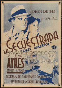 2c0453 OKAY AMERICA Spanish 1932 different Ribera art of Lew Ayres Maureen & O'Sullivan, ultra rare!