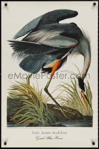 2c0144 JOHN JAMES AUDUBON 22x33 special poster 1993 incredible full-length art of The Great Blue Heron!