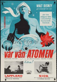 2c0257 OUR FRIEND THE ATOM Swedish 1958 Disney documentary, different Gulllberg art, ultra rare!