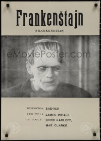 2c0347 FRANKENSTEIN Yugoslavian 19x26 1960s black & white close-up of Boris Karloff as the monster!