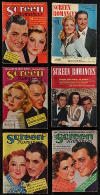 2d0546 LOT OF 10 SCREEN ROMANCES MOVIE MAGAZINES 1930s-1940s great cover art + cool articles!