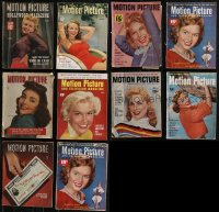 2d0549 LOT OF 10 MOTION PICTURE MAGAZINES 1940s-1950s great cover images + cool movie articles!