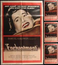 2d0339 LOT OF 4 FOLDED ENCHANTMENT ONE-SHEETS 1949 great image of David Niven & Teresa Wright!