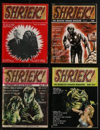 2d0595 LOT OF 4 SHRIEK MAGAZINES 1960s filled with great monster horror images & articles!