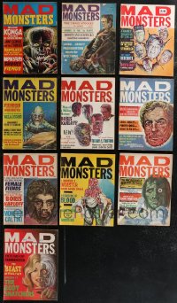 2d0551 LOT OF 10 MAD MONSTERS MAGAZINES 1960s complete set with great horror images & articles!