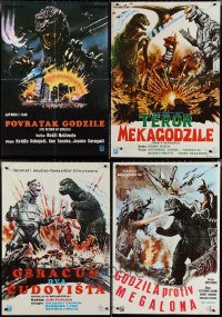 2d1145 LOT OF 4 FORMERLY FOLDED YUGOSLAVIAN POSTERS FROM JAPANESE RUBBERY MONSTER MOVIES 1970s-1980s