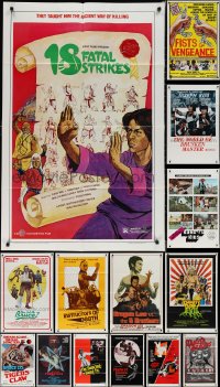 2d0318 LOT OF 18 FOLDED KUNG FU ONE-SHEETS 1970s-1980s great images from martial arts movies!