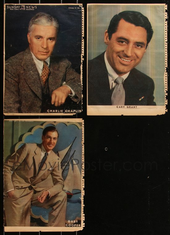 2d0045 Lot Of 3 Newspaper Pages 1940s Charlie Chaplin