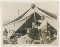 2f1808 BEAU GESTE candid 8.25x10.25 still 1926 Noah Beery getting a haircut between scenes!