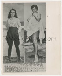 2f1867 ELIZABETH TAYLOR 8.25x10 news photo 1958 great then & now split image, my how she grew!