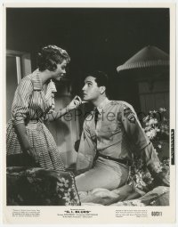 2f1891 G.I. BLUES 8x10.25 still 1960 Elvis Presley in uniform stares at sexy Juliet Prowse!