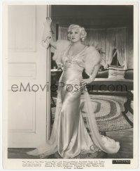 2f1900 GO WEST YOUNG MAN 8.25x10 still 1936 full-length sexy Mae West in blue satin & fur gown!