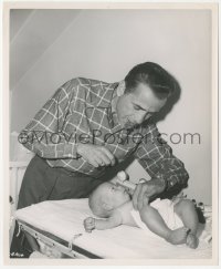 2f1920 HUMPHREY BOGART 8.25x10 still 1948 changing son Stephen's diaper by Bert Six, Key Largo!