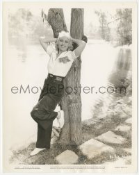 2f1934 JOAN BLONDELL 8x10 still 1935 full-length portrait by tree & lake at her Hollywood home!