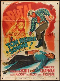 2f0131 CORONER CREEK French 1p 1952 cowboy Randolph Scott, Chapman by Belinsky, ultra rare!