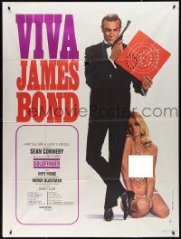 2f0144 GOLDFINGER French 1p R1970 art of Sean Connery as James Bond with near-naked woman!