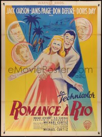 2f0174 ROMANCE ON THE HIGH SEAS French 1p 1950 Grinsson art of young Doris Day & Jack Carson!