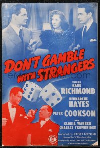 2f0233 DON'T GAMBLE WITH STRANGERS pressbook 1946 Kane Richmond, Bernadene Hayes, rolling dice, rare!