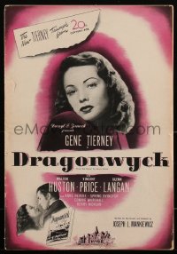 2f0236 DRAGONWYCK pressbook 1946 beautiful Gene Tierney, Mankiewicz, Ernst Lubitsch, ultra rare!